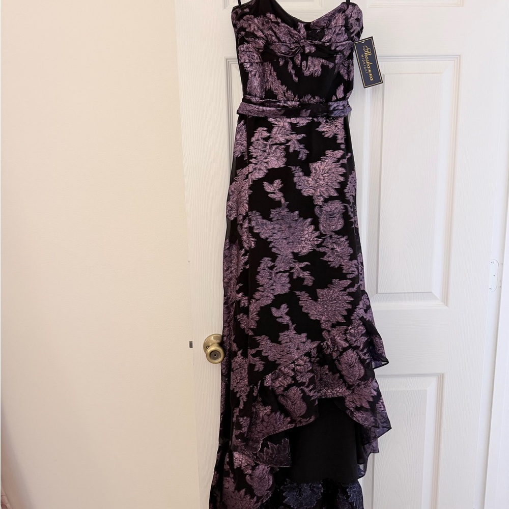 Shoshanna Black and Purple Floral Maxi Dress